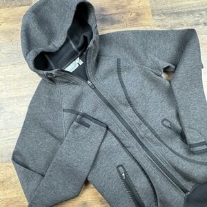 Athleta Hoodie Jacket Womens XS Charcoal Gray Full Zip Thumbholes Pockets‎